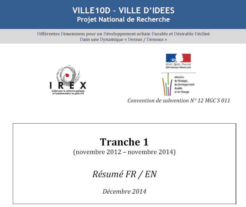 VILLE10D – VILLE D’IDEES : synthèse des travaux de la première tranche